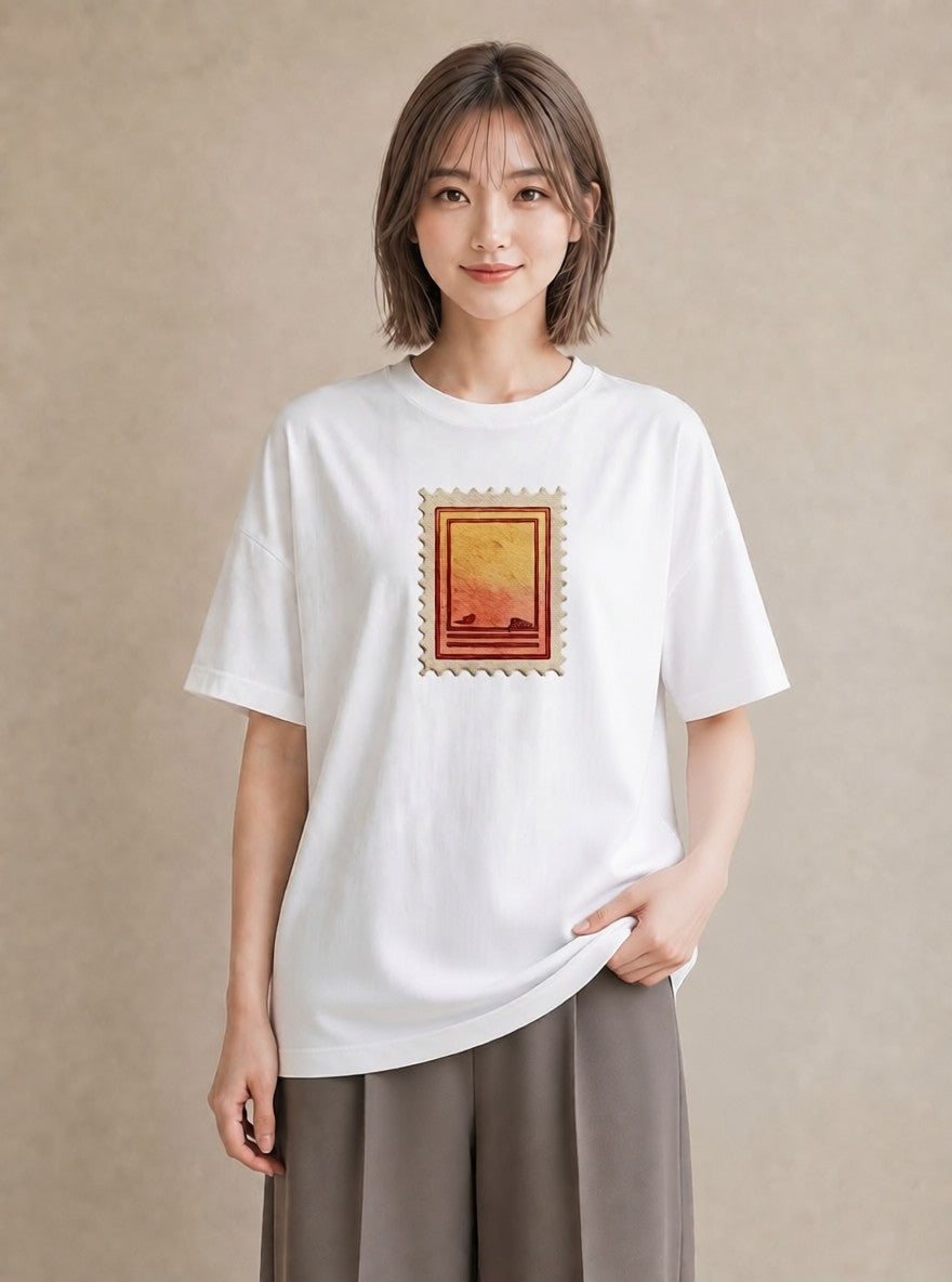 グラフィックTシャツ レディース 封蝋 手紙 アンティーク ナチュラル イラスト 可愛い 通学 誕生日プレゼント 白T YMAZO