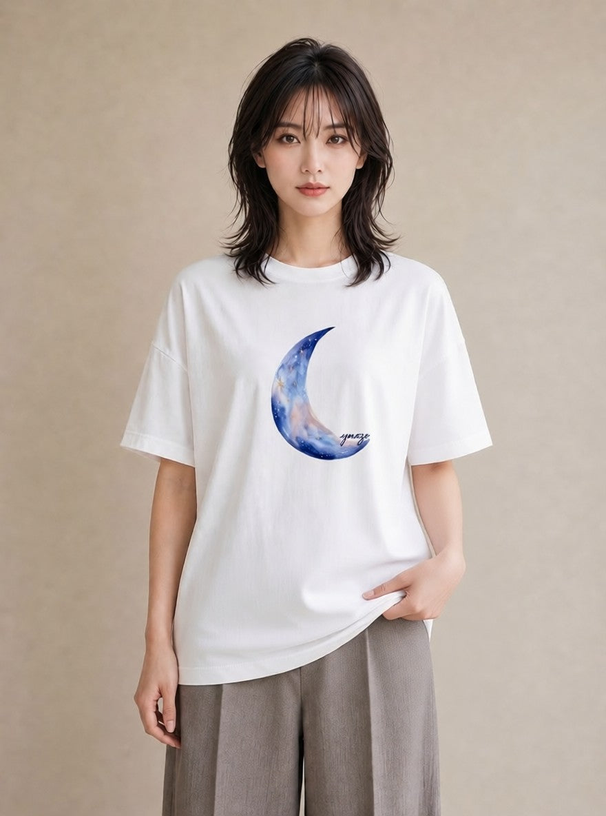 半袖Tシャツ レディース 水瓶座 星空 宇宙 イラスト シンプル 部屋着 女性向けギフト 白T YMAZO