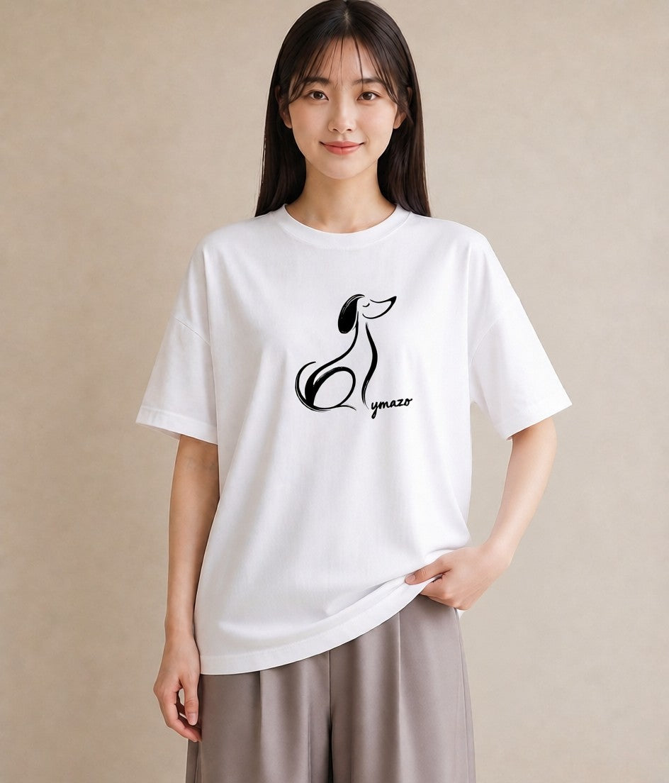 Tシャツ レディース 犬 いぬ わんこ イラスト ガーリー 女性向けギフト 散歩 白T YMAZO