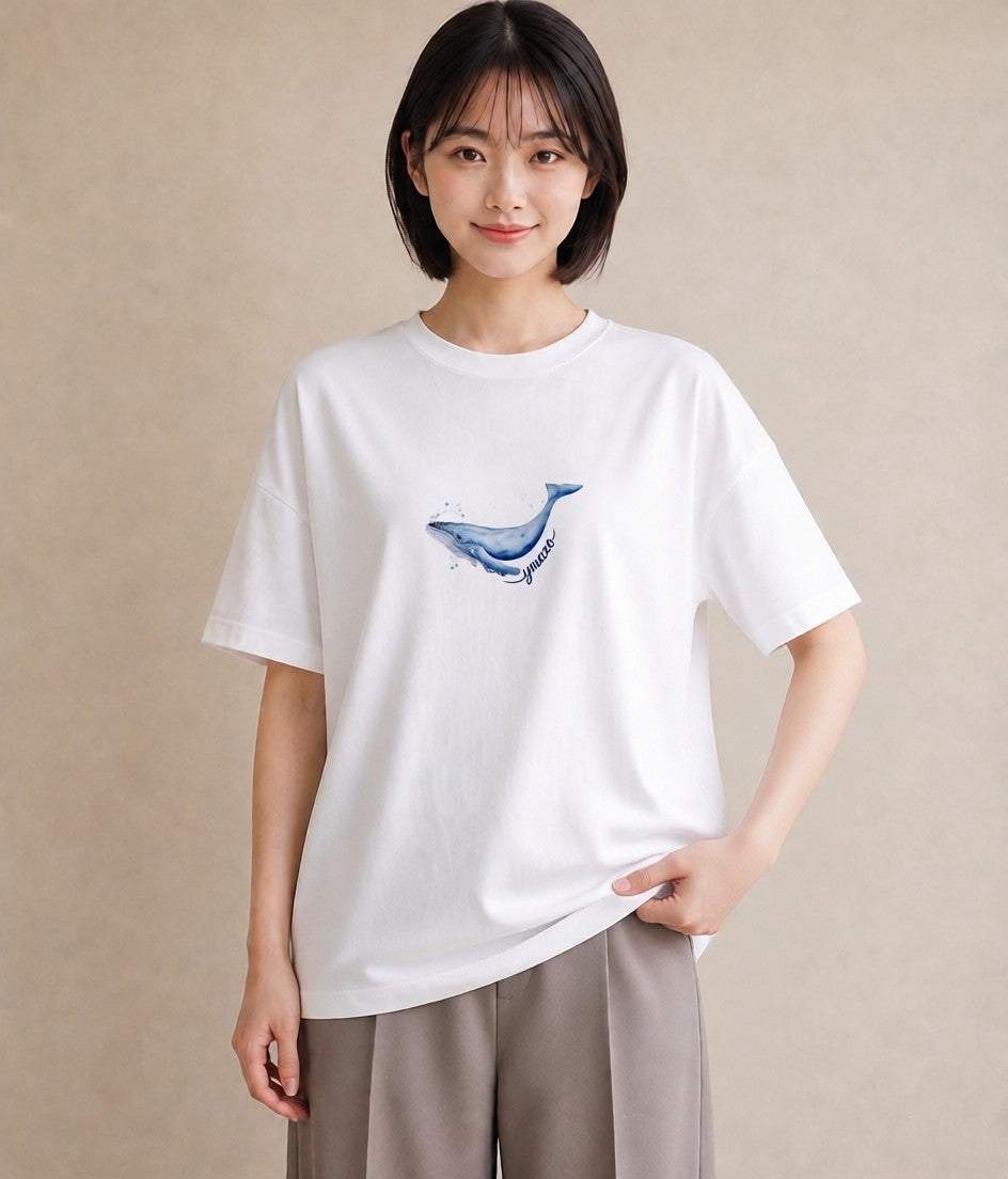 半袖Tシャツ レディース シャチ 海の生き物 海 イラスト ゆるコーデ 通勤 在宅 白T YMAZO
