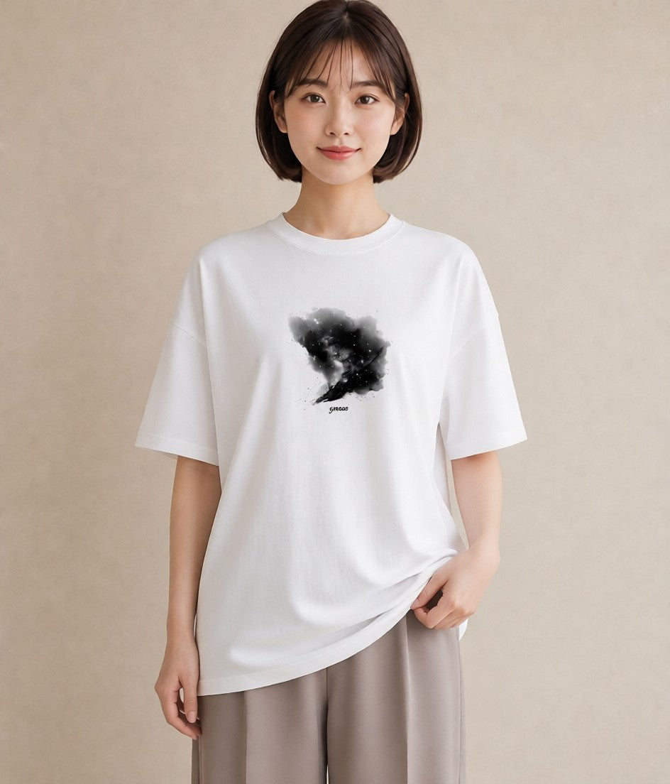 半袖Tシャツ レディース 牡牛座 星空 宇宙 イラスト シック 20代 カジュアルコーデ 白T YMAZO