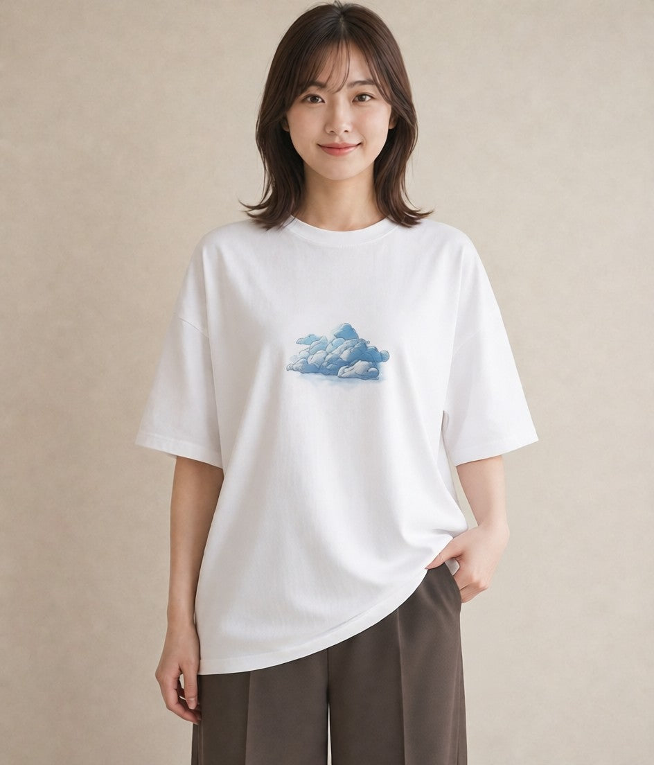 グラフィックTシャツ レディース 空 星空 宇宙 イラスト 線画 週末コーデ 敬老の日 白T YMAZO