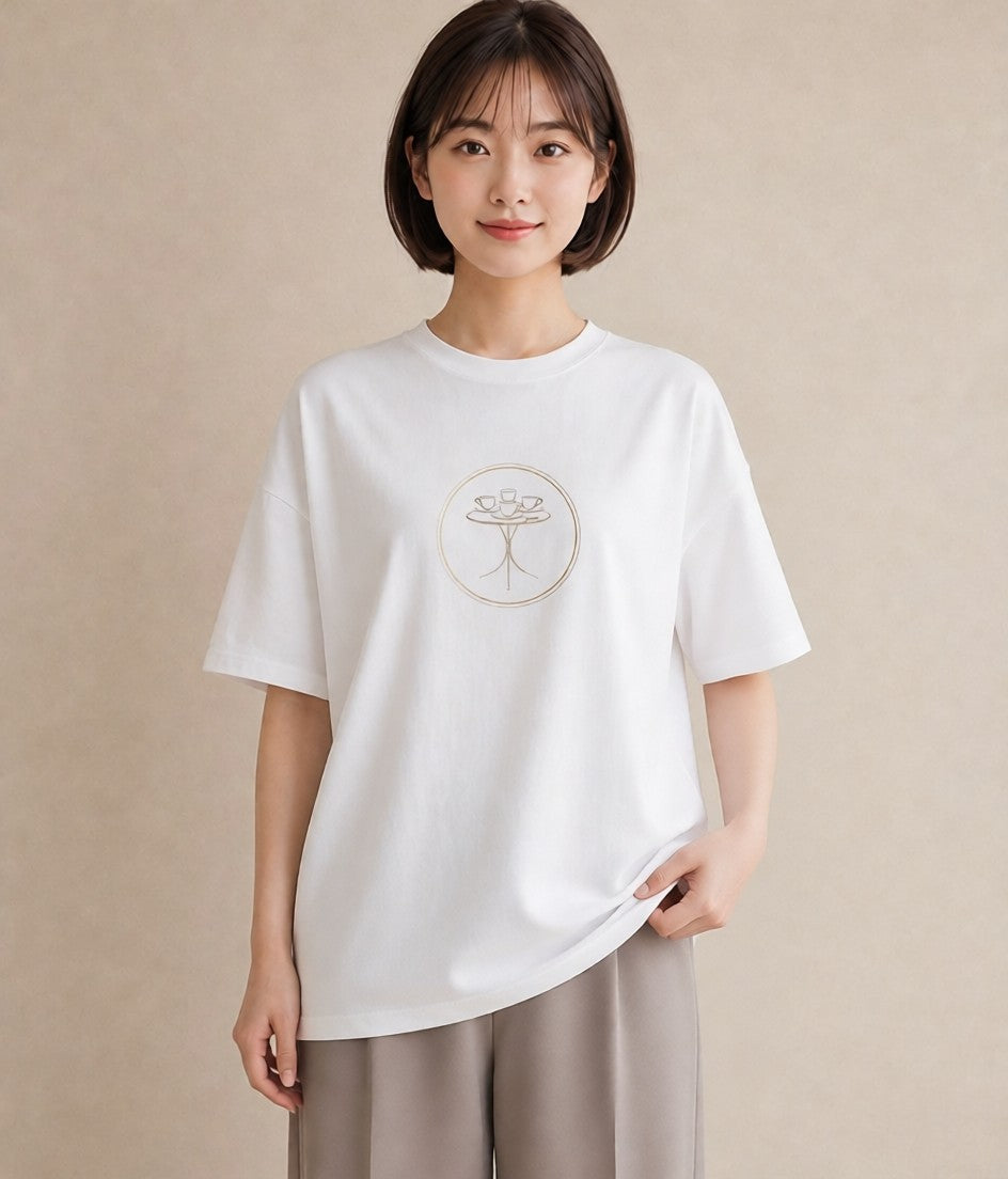 デザインTシャツ レディース カフェ カフェロゴ ロゴ イラスト 抜け感 秋コーデ おしゃれギフト 白T YMAZO