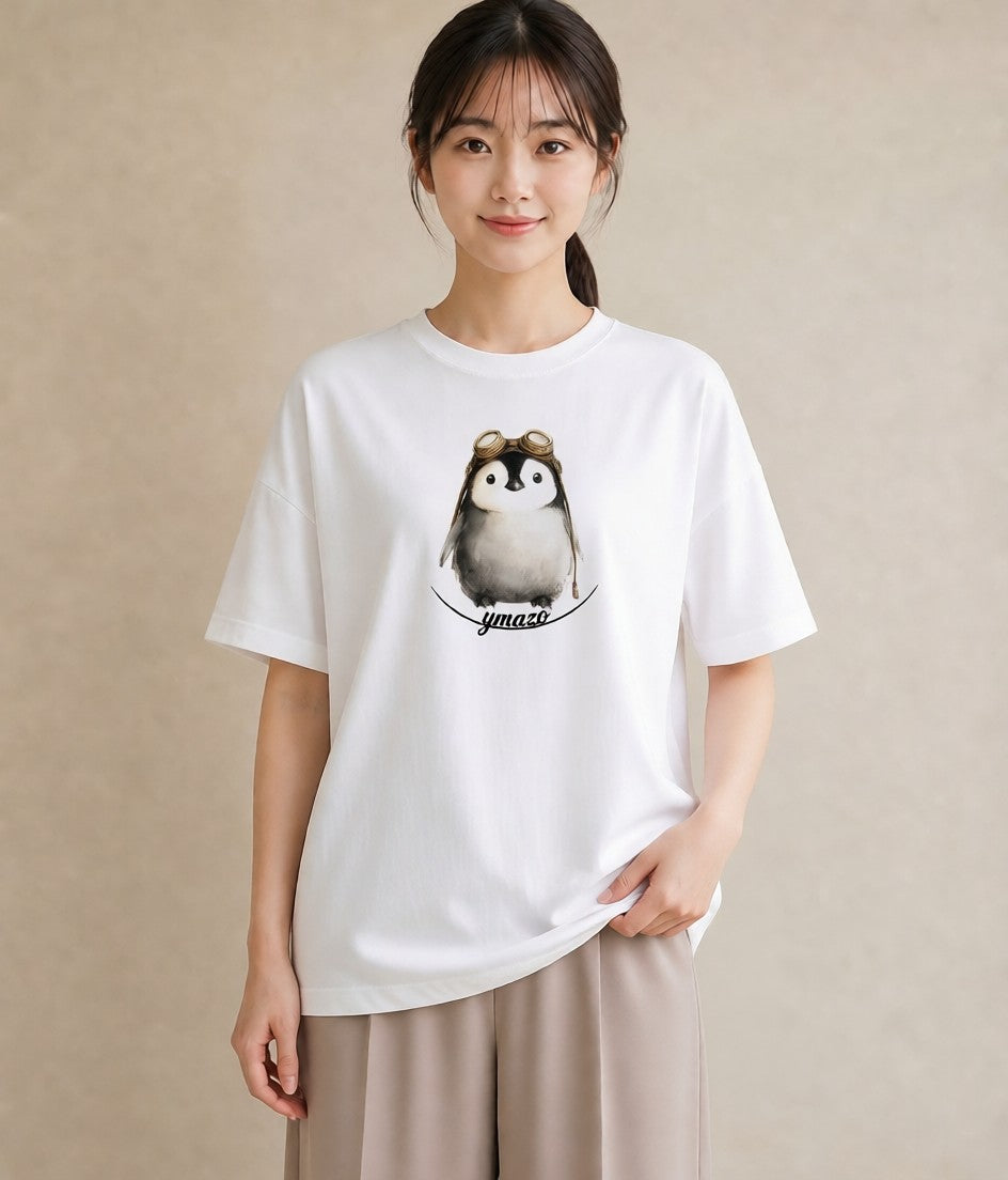 グラフィックTシャツ レディース ペンギン ぺんぎん 動物 アニマル イラスト きれいめカジュアル 秋コーデ おしゃれギフト 白T YMAZO