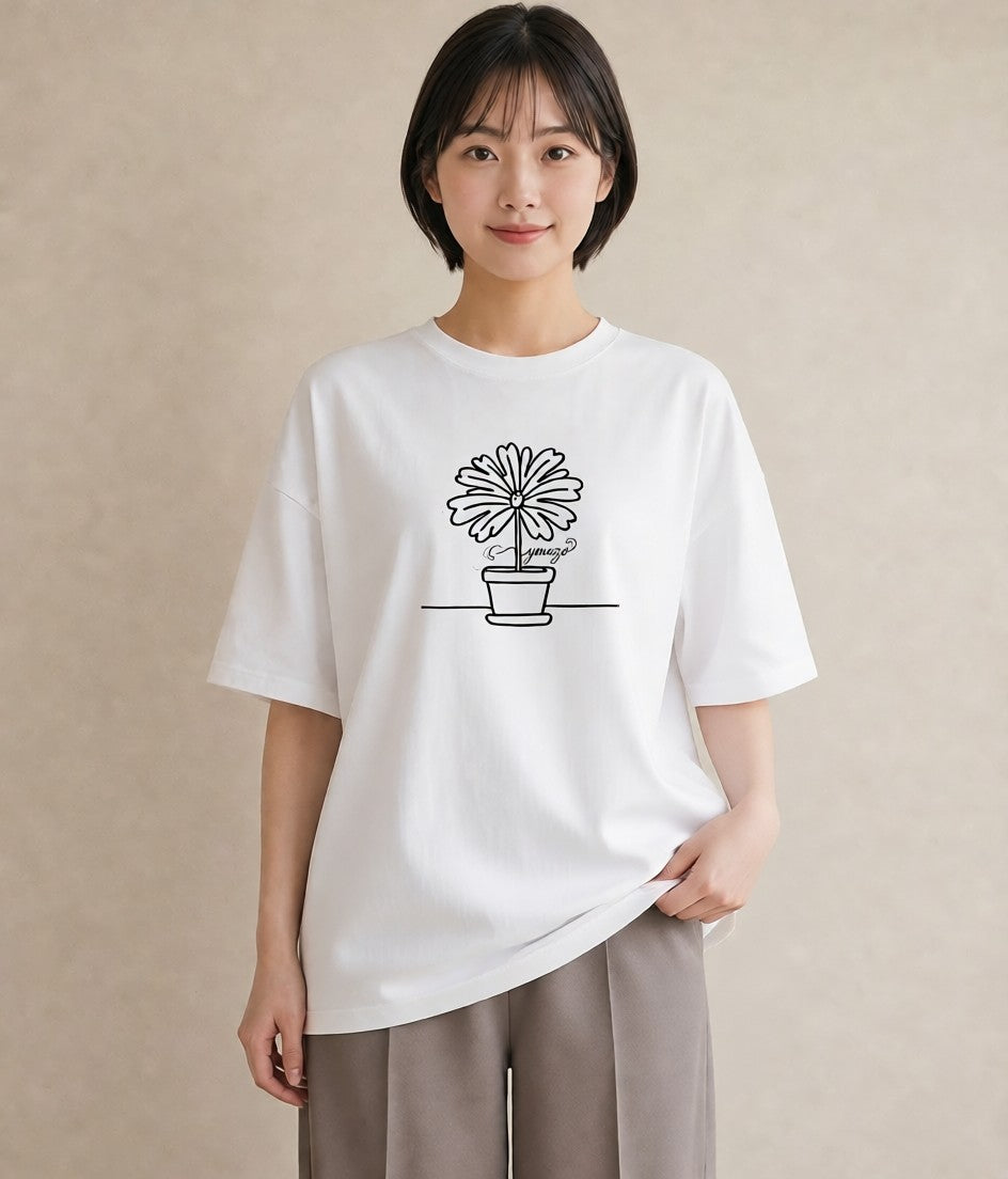 グラフィックTシャツ レディース 観葉植物 ボタニカル 植物 イラスト モード 春コーデ 姉妹 白T YMAZO