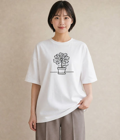 グラフィックTシャツ レディース 観葉植物 ボタニカル 植物 イラスト モード 春コーデ 姉妹 白T YMAZO