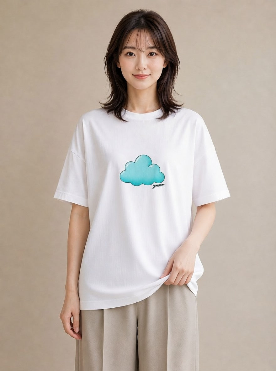 グラフィックTシャツ レディース 虹 星空 宇宙 イラスト 水彩風 20代 カジュアルコーデ 白T YMAZO