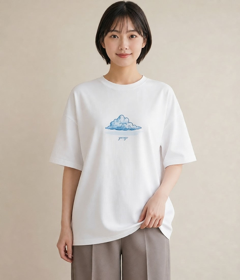 Tシャツ レディース 窓辺の雨 雨の日 窓 ナチュラル アンティーク イラスト 旅行コーデ カジュアルコーデ 買い物 白T YMAZO