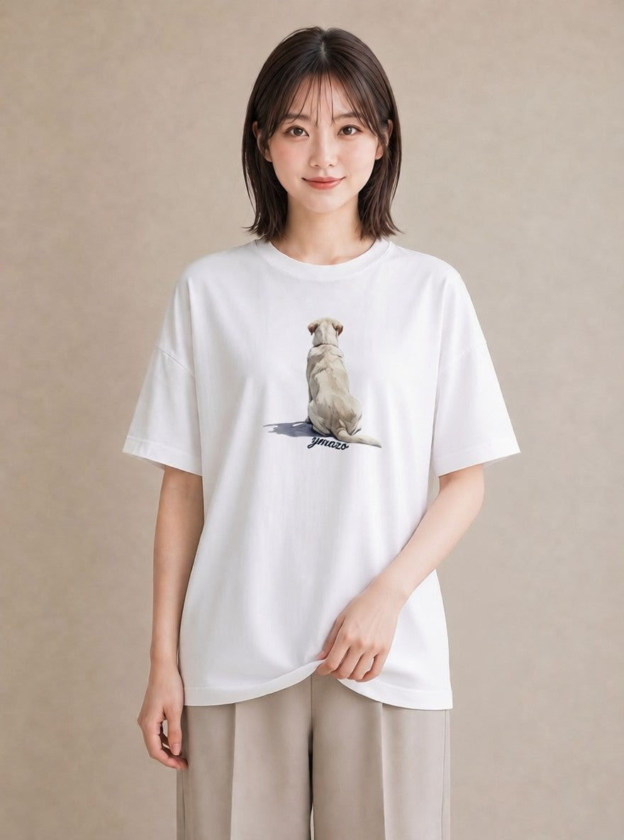 プリントTシャツ レディース 愛犬 犬 いぬ イラスト レトロ お出かけ 普段着 白T YMAZO