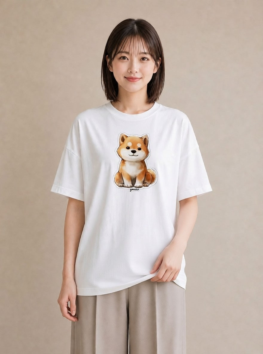 グラフィックTシャツ レディース 子犬 犬 いぬ イラスト お洒落 旅行 母娘コーデ 白T YMAZO