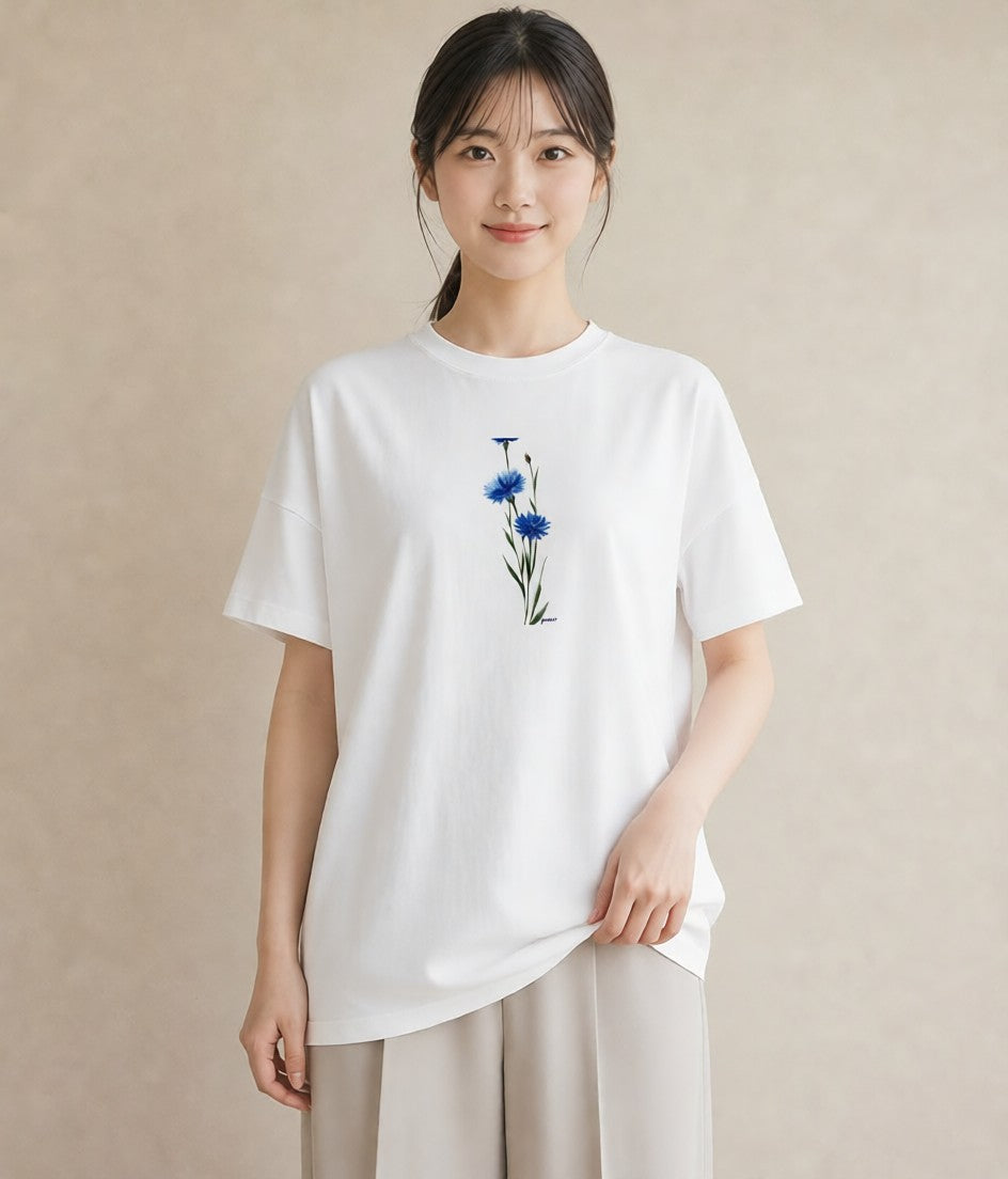 デザインTシャツ レディース カーネーション 花 花柄 イラスト 水彩風 休日 ペアコーデ 白T YMAZO