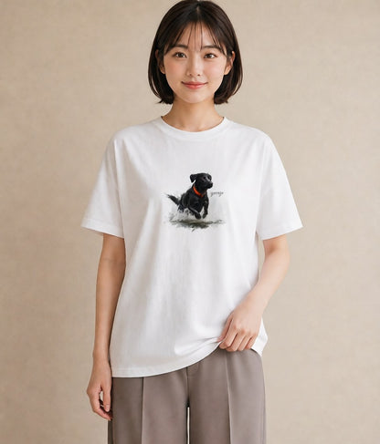 Tシャツ レディース ラブラドールレトリバー 犬 いぬ イラスト ラフ おしゃれギフト 社会人 白T YMAZO