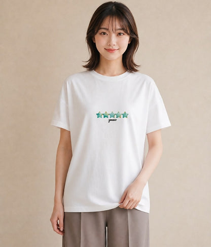 グラフィックTシャツ レディース ヒトデ 海の生き物 海 イラスト 淡色 カフェ巡り 女子会 白T YMAZO
