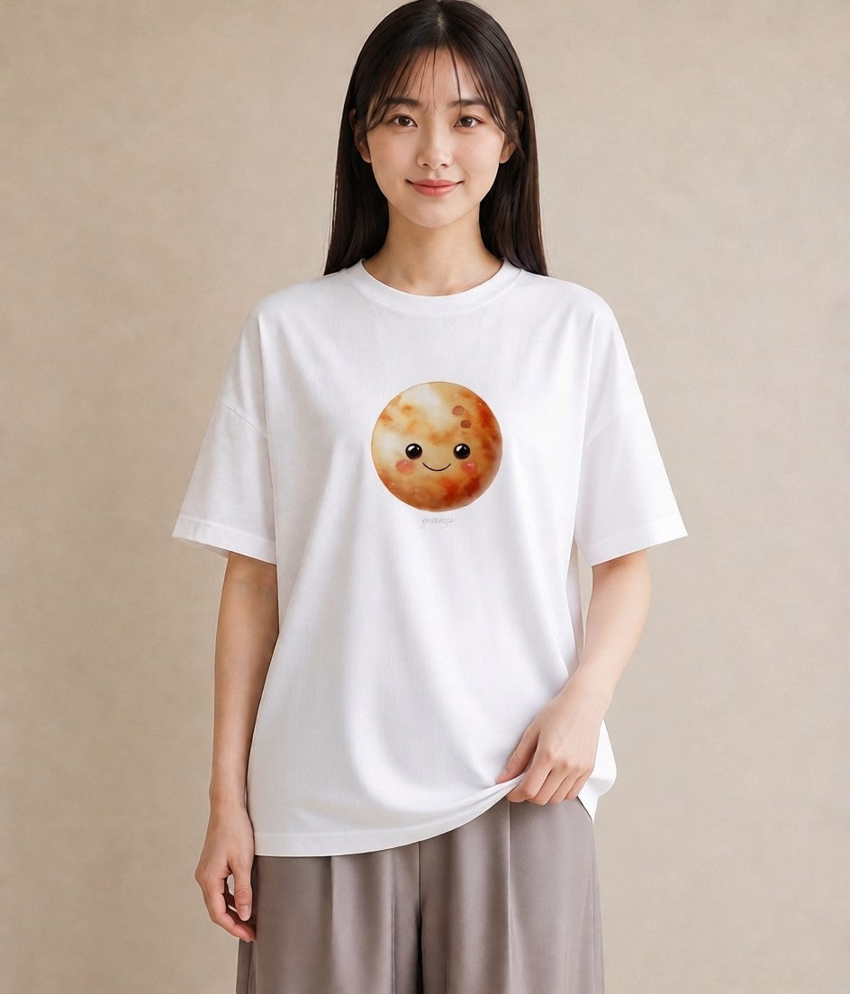 半袖Tシャツ レディース 月 星空 宇宙 イラスト 旅行コーデ ラフ レイヤード 白T YMAZO