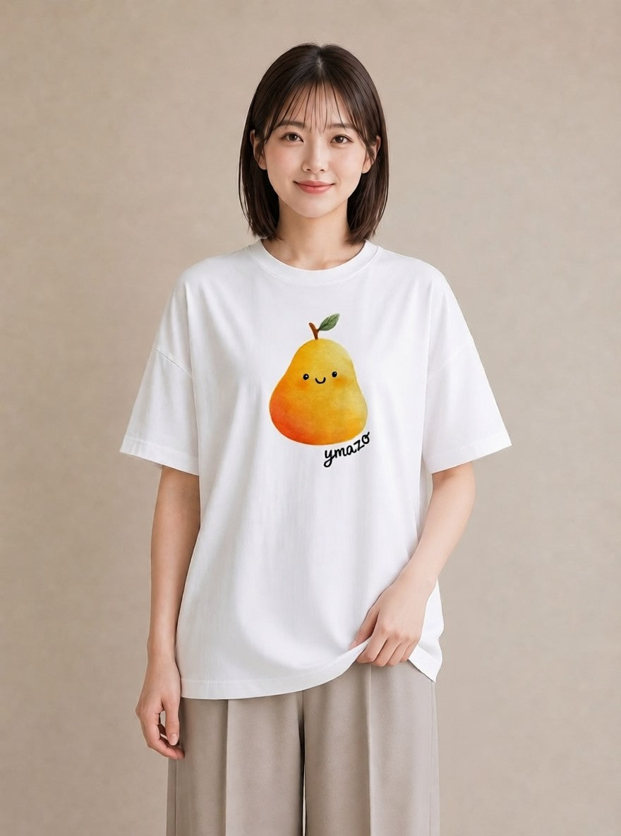Tシャツ レディース みかん 食べ物 フード イラスト ミニマル 旅行 母娘コーデ 白T YMAZO