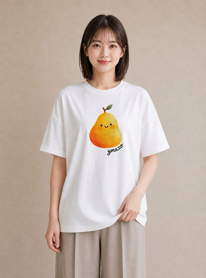Tシャツ レディース みかん 食べ物 フード イラスト ミニマル 旅行 母娘コーデ 白T YMAZO