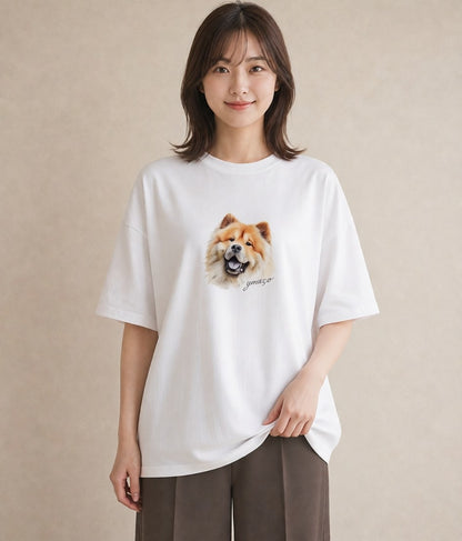 グラフィックTシャツ レディース 柴犬 しばいぬ 犬 いぬ イラスト シンプル ルームウェア ギフト 白T YMAZO