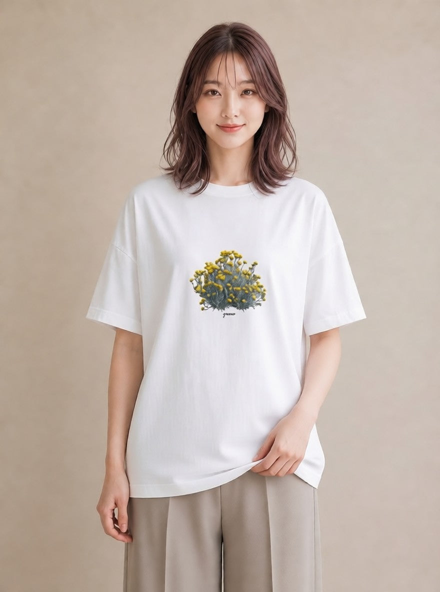 グラフィックTシャツ レディース たんぽぽ 花 花柄 イラスト レトロ 週末コーデ 敬老の日 白T YMAZO
