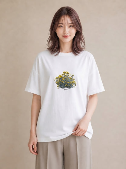 グラフィックTシャツ レディース たんぽぽ 花 花柄 イラスト レトロ 週末コーデ 敬老の日 白T YMAZO