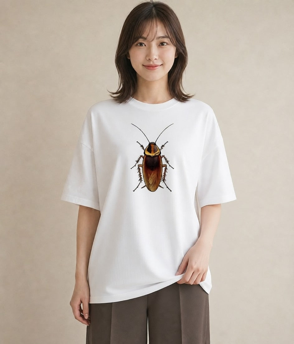 デザインTシャツ レディース クワガタ 昆虫 虫 イラスト 線画 秋コーデ おしゃれギフト 白T YMAZO