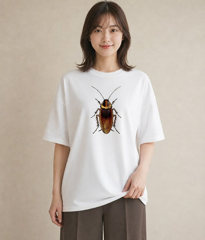 デザインTシャツ レディース クワガタ 昆虫 虫 イラスト 線画 秋コーデ おしゃれギフト 白T YMAZO