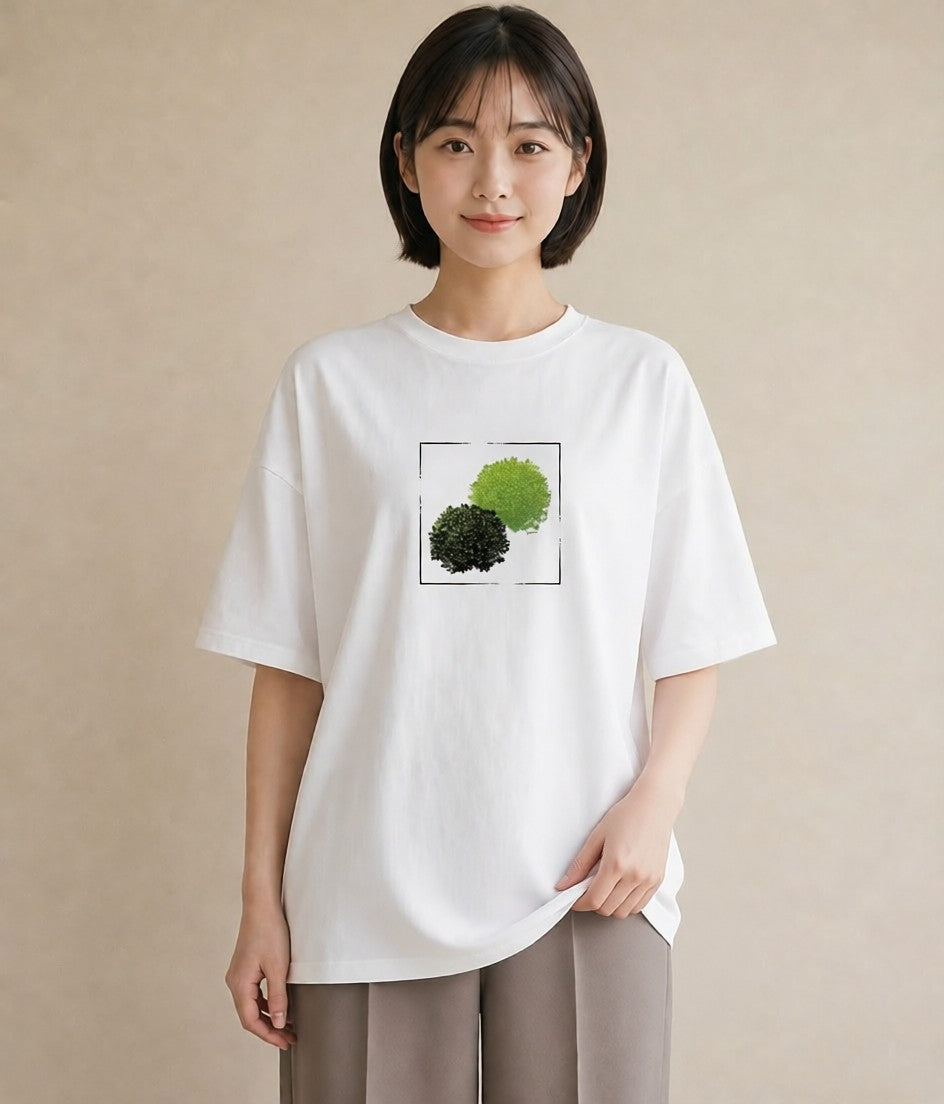 グラフィックTシャツ レディース 苔 植物 ボタニカル イラスト 休日コーデ 散歩 お出かけ 白T YMAZO