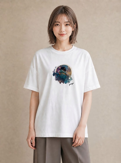 半袖Tシャツ レディース 魚座 星空 宇宙 イラスト 抜け感 ミセス 春コーデ 白T YMAZO