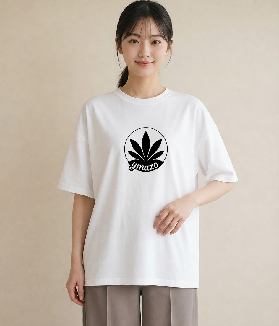 Tシャツ レディース 扇子 そよ風 ナチュラル アンティーク イラスト こなれ感 デート 帰省 白T YMAZO