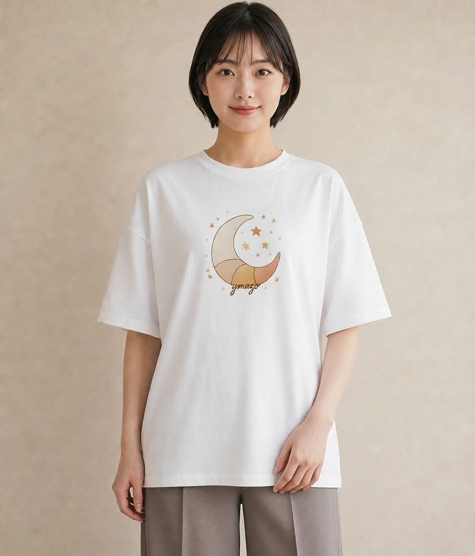 Tシャツ レディース 流れ星 星空 宇宙 イラスト ポップ お出かけ 普段着 白T YMAZO