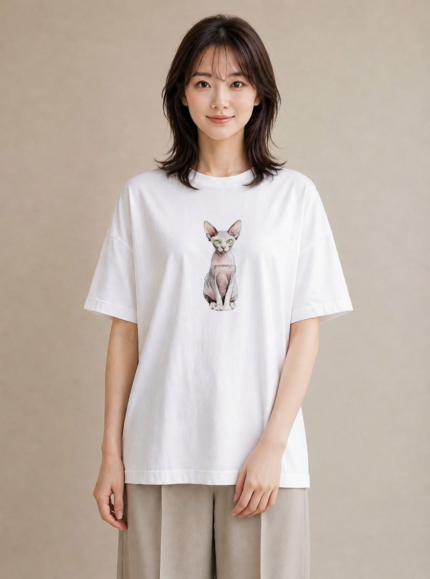 半袖Tシャツ レディース ロシアンブルー 猫 ねこ イラスト シンプル 母娘コーデ 自分用 白T YMAZO