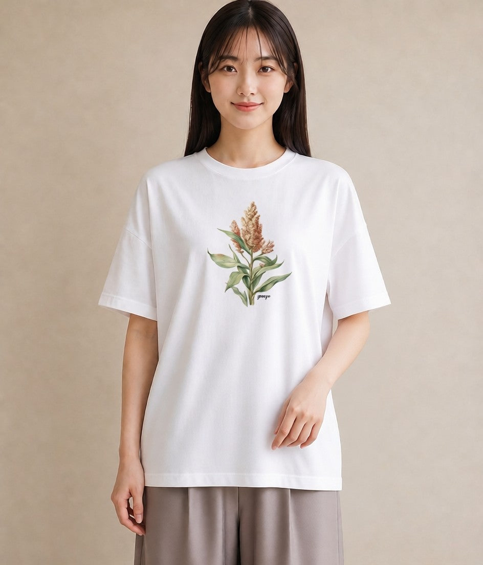 Tシャツ レディース すずらん 花 花柄 イラスト 休日コーデ お出かけ 普段着 白T