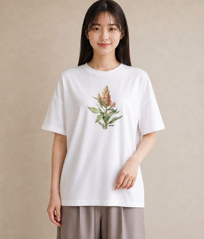 Tシャツ レディース すずらん 花 花柄 イラスト 休日コーデ お出かけ 普段着 白T