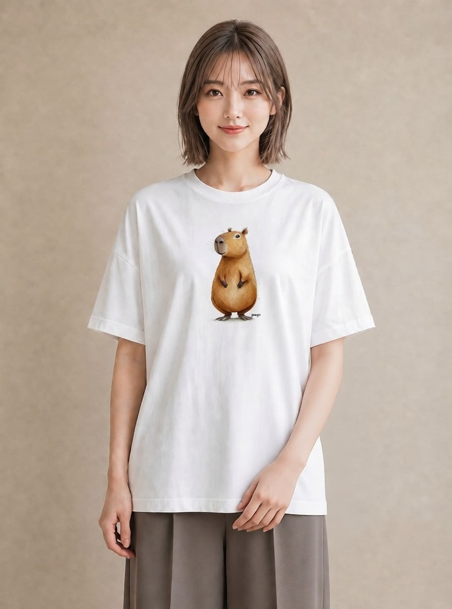 プリントTシャツ レディース ハムスター ペット 動物 イラスト ラフ 春コーデ 姉妹 白T YMAZO
