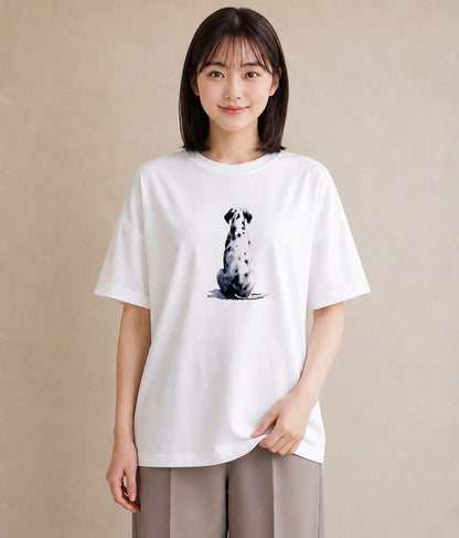デザインTシャツ レディース ダルメシアン 犬 いぬ イラスト ボタニカル 夏コーデ 通学 白T YMAZO