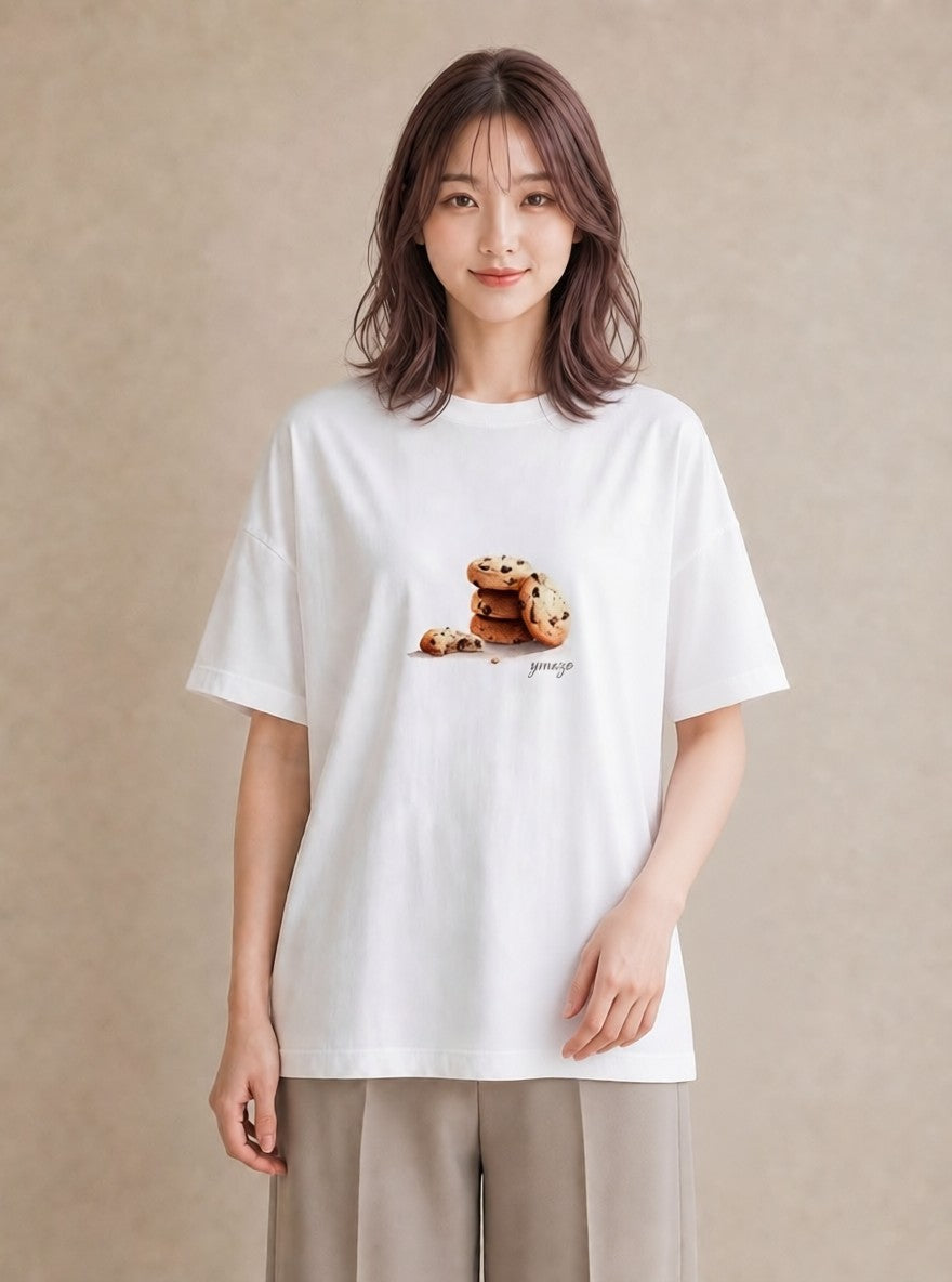 デザインTシャツ レディース チョコ 食べ物 フード イラスト きれいめ 週末コーデ 敬老の日 白T YMAZO