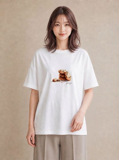 デザインTシャツ レディース チョコ 食べ物 フード イラスト きれいめ 週末コーデ 敬老の日 白T YMAZO