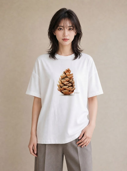 半袖Tシャツ レディース どんぐり 植物 ボタニカル イラスト 水彩風 女子会 お揃い 白T YMAZO