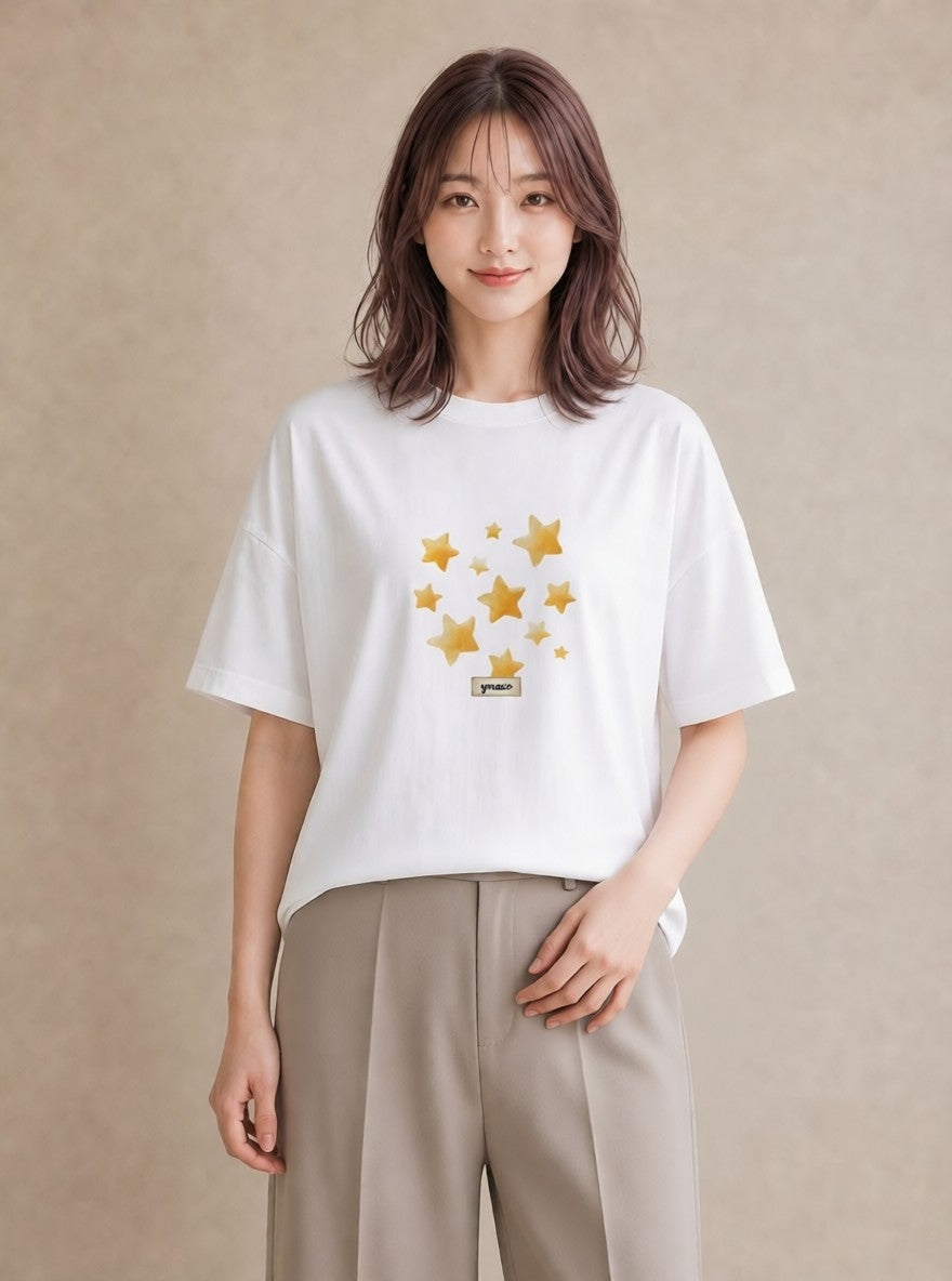 Tシャツ レディース 射手座 星空 宇宙 イラスト 上品 秋コーデ おしゃれギフト 白T YMAZO