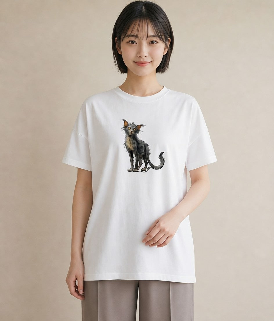 グラフィックTシャツ レディース ソマリ 猫 ねこ イラスト 休日コーデ カフェ服 クリスマス 白T YMAZO