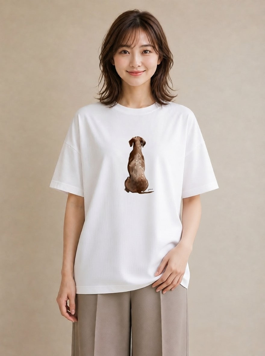 プリントTシャツ レディース いぬ 犬 ワンコ イラスト こなれ感 通勤 在宅 白T YMAZO