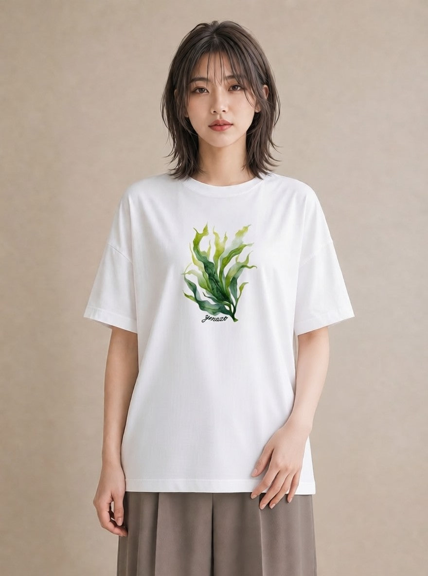 プリントTシャツ レディース シダ 植物 ボタニカル イラスト 誕生日プレゼント 綿100 白T YMAZO