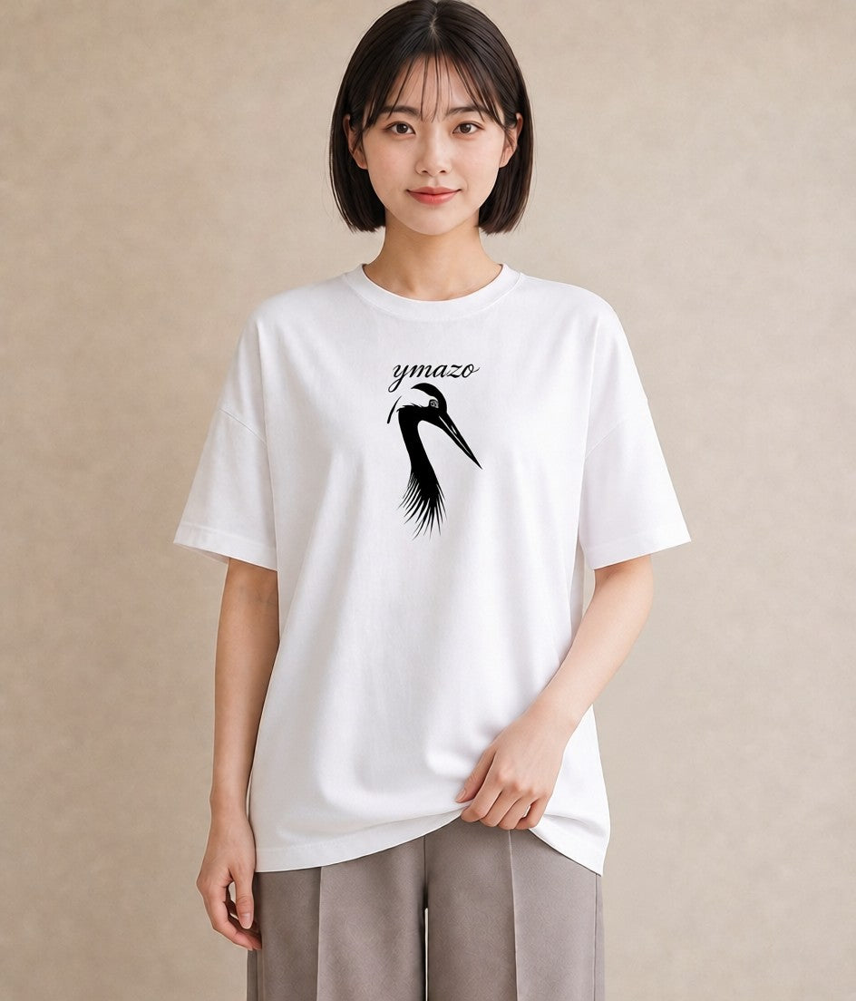グラフィックTシャツ レディース 折り鶴 折り紙 ナチュラル アンティーク イラスト 北欧風 在宅 公園 白T YMAZO