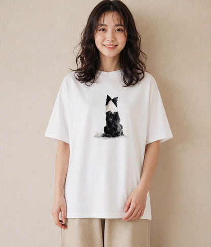 グラフィックTシャツ レディース ボーダーコリー 犬 いぬ イラスト モード 部屋着 女性向けギフト 白T YMAZO