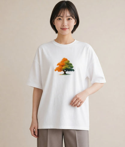 デザインTシャツ レディース 木 植物 ボタニカル イラスト シンプル 買い物 夏コーデ 白T YMAZO