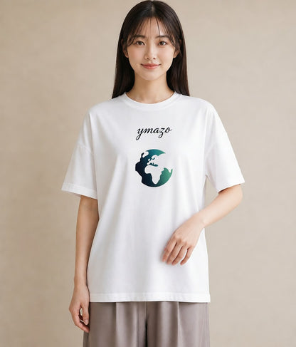 Tシャツ レディース 地球 星空 宇宙 イラスト 水彩風 秋コーデ おしゃれギフト 白T YMAZO