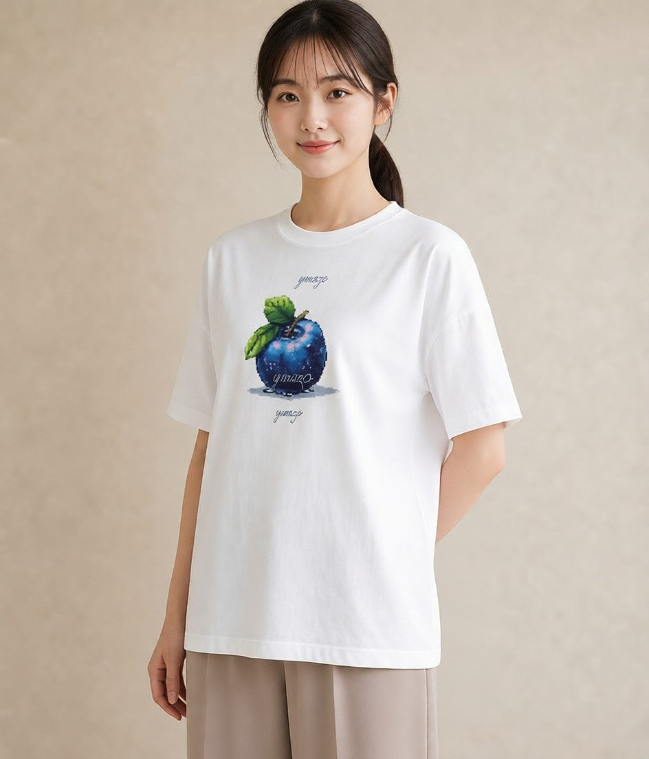 プリントTシャツ レディース ブルーベリー 食べ物 フード イラスト レトロ 女子会 お揃い 白T YMAZO