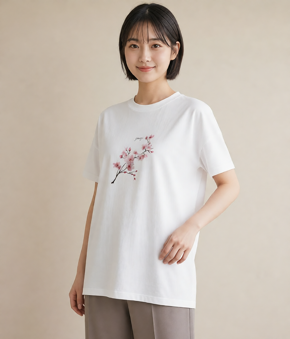 グラフィックTシャツ レディース さくら 桜 サクラ 花 花柄 イラスト ミニマル 敬老の日 ホワイトデー 白T
