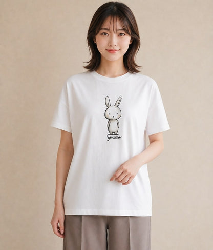 グラフィックTシャツ レディース うさちゃん ペット 動物 イラスト ユニーク 母娘コーデ 自分用 白T YMAZO