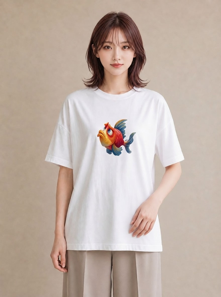 Tシャツ レディース たい焼き 食べ物 フード イラスト ヴィンテージ風 女性 旅行用 白T YMAZO