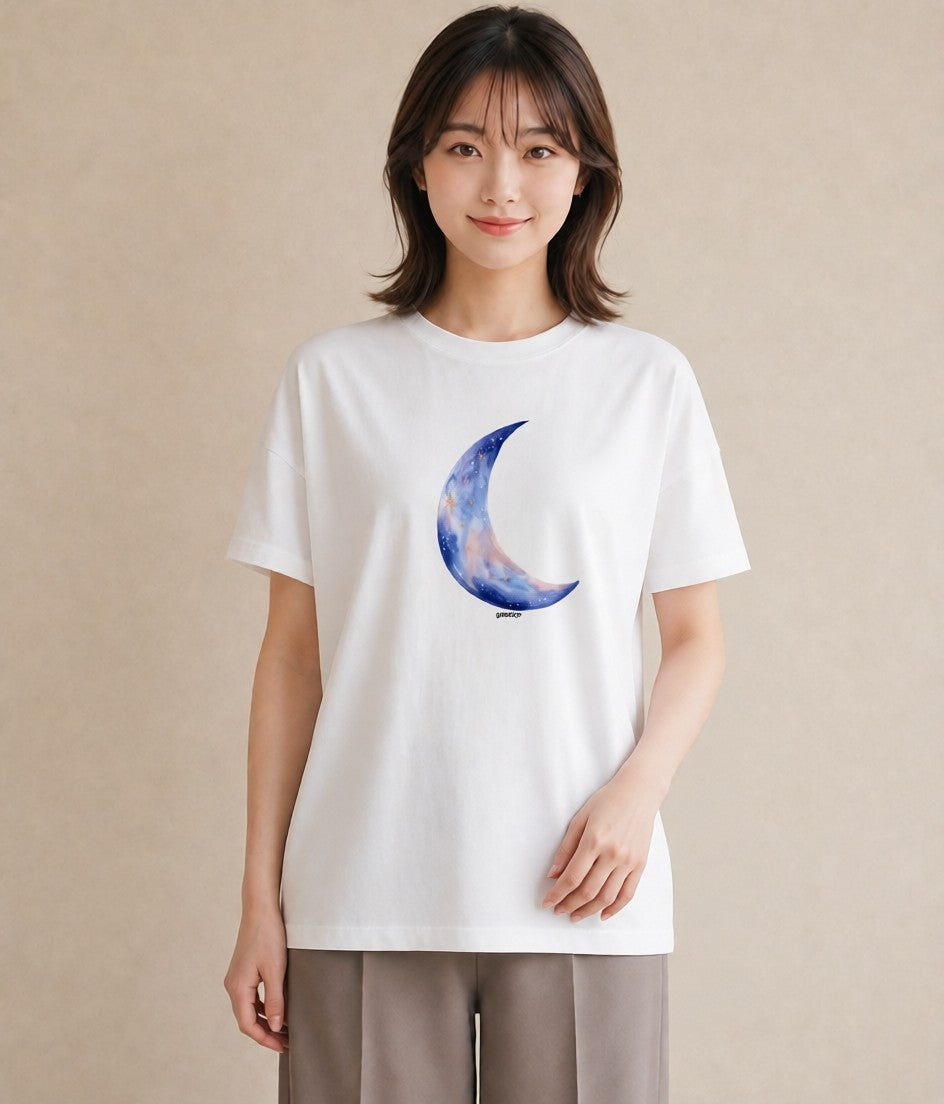 デザインTシャツ レディース 天秤座 星空 宇宙 イラスト シンプル 綿100 デート 白T YMAZO